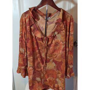 Avenue Orange Floral Blouse 30/32